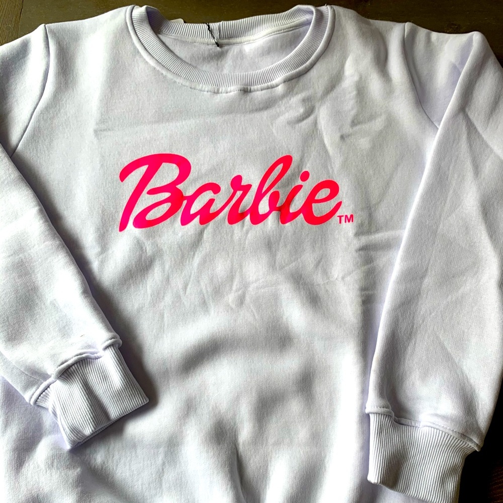 Soft white Barbie sweatshirt, women’s small